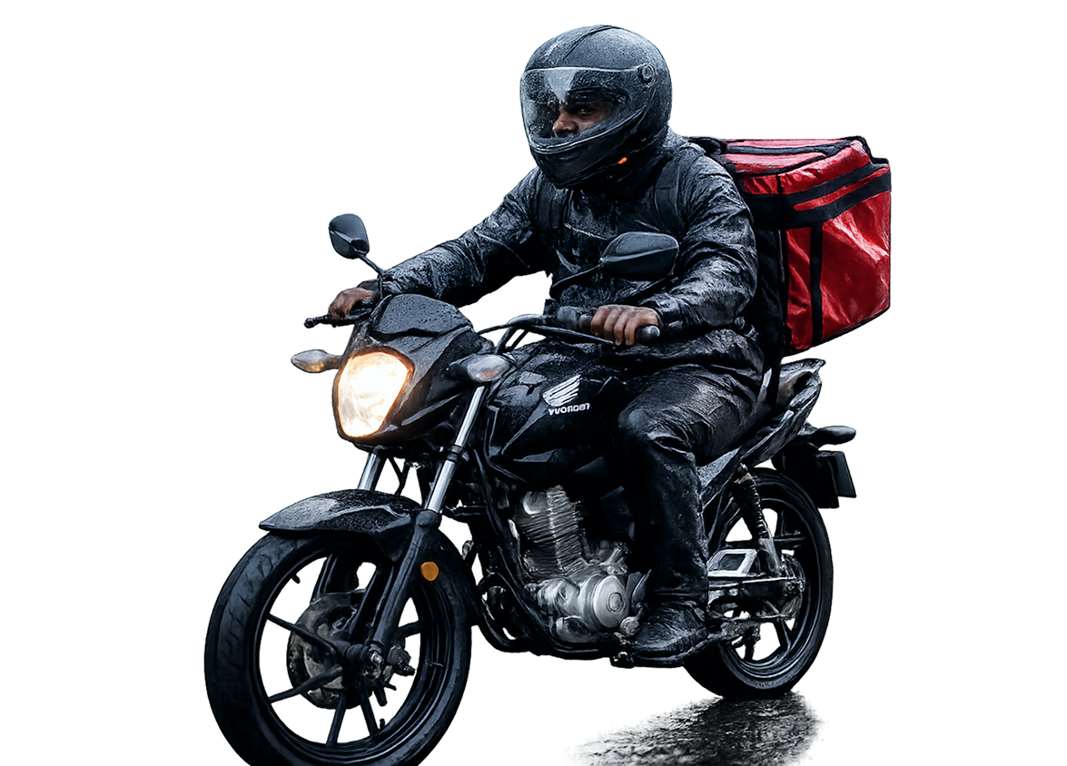 Motociclista de entregas